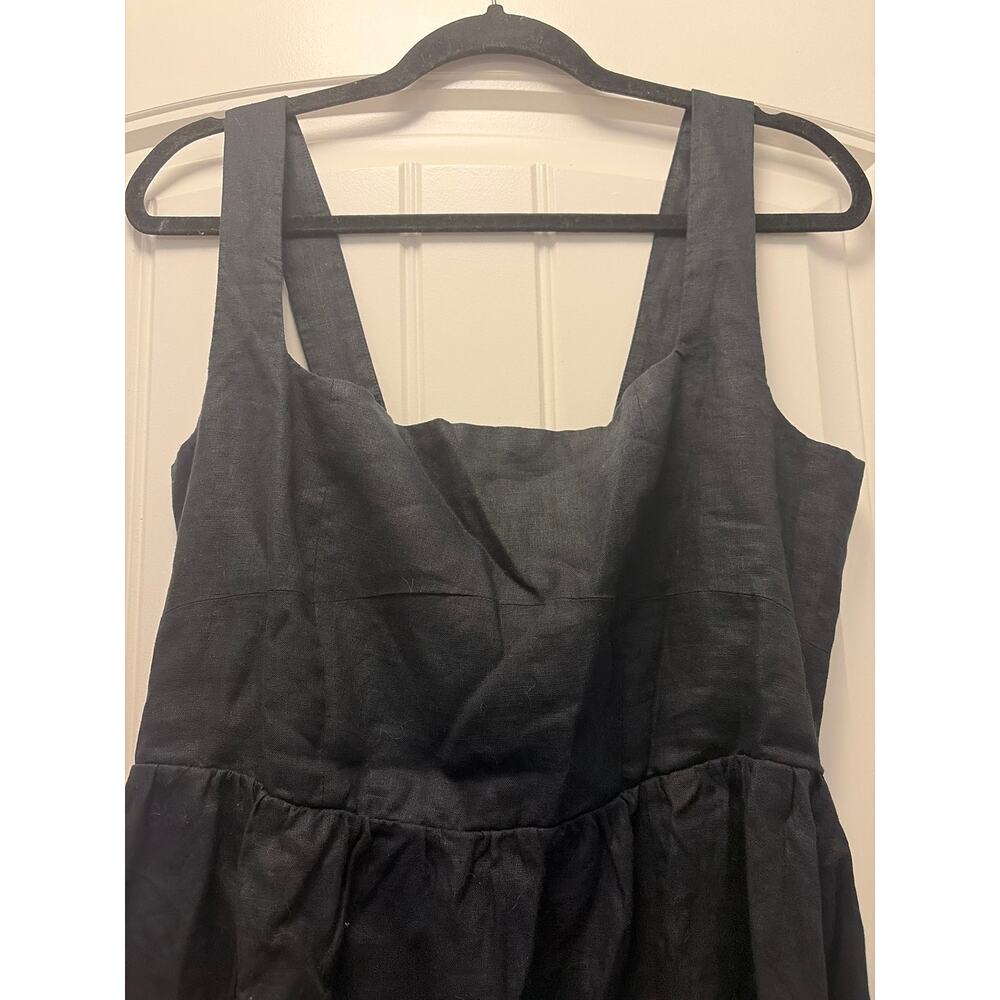NWT Quince Women Casual 100% European Linen Fit & Flare Midi Dress Size L Black - Picture 8 of 10